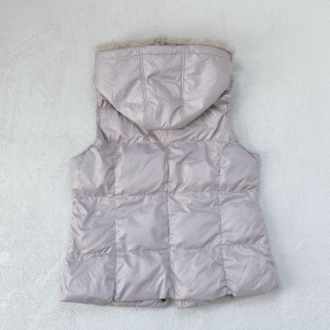 s47 [LAVANTI] Padded Vest with Rabbit Fur Hood Pink M