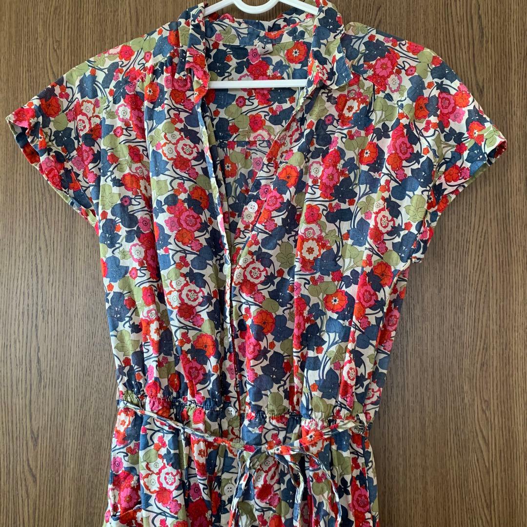 Liberty shirt, floral print, 100% cotton short-sleeved shirt dress