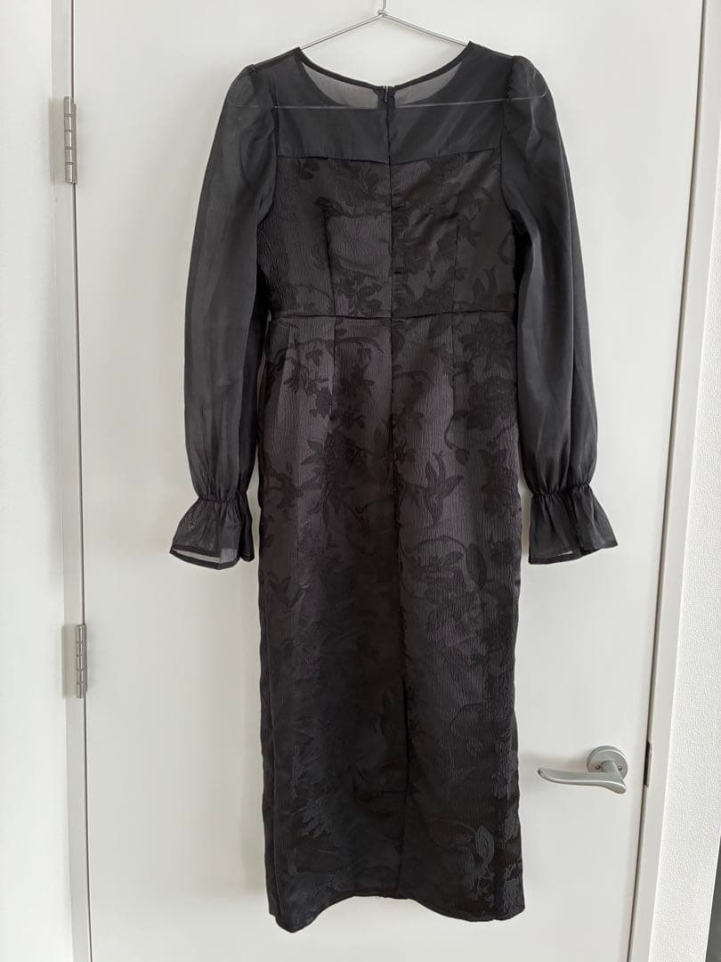 Black floral embroidered long dress