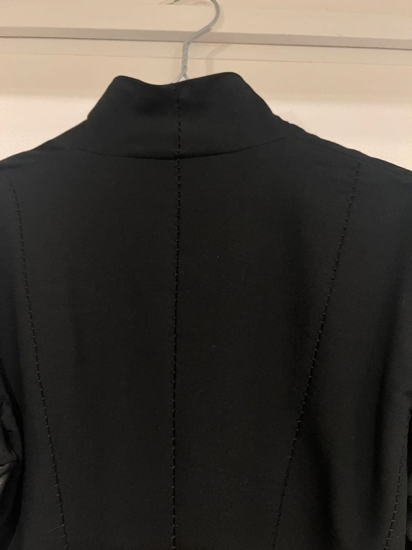 Masnada Black No-Collar Jacket with Leather Sleeves